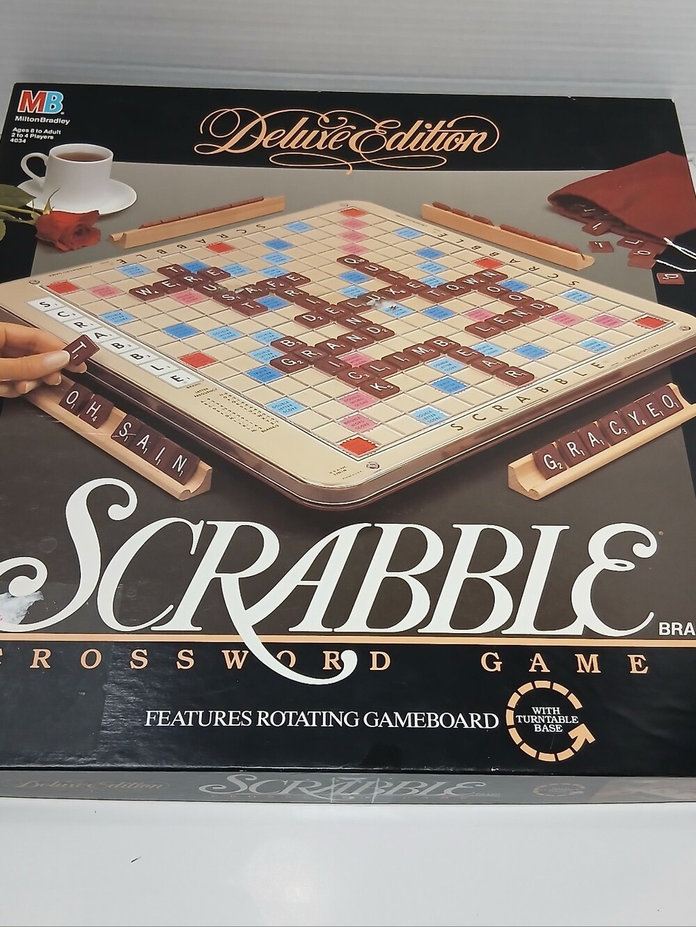 Scrabble Deluxe Edition Crossword Game 4034 Vintage 1989 Turntable Base NEW OPEN